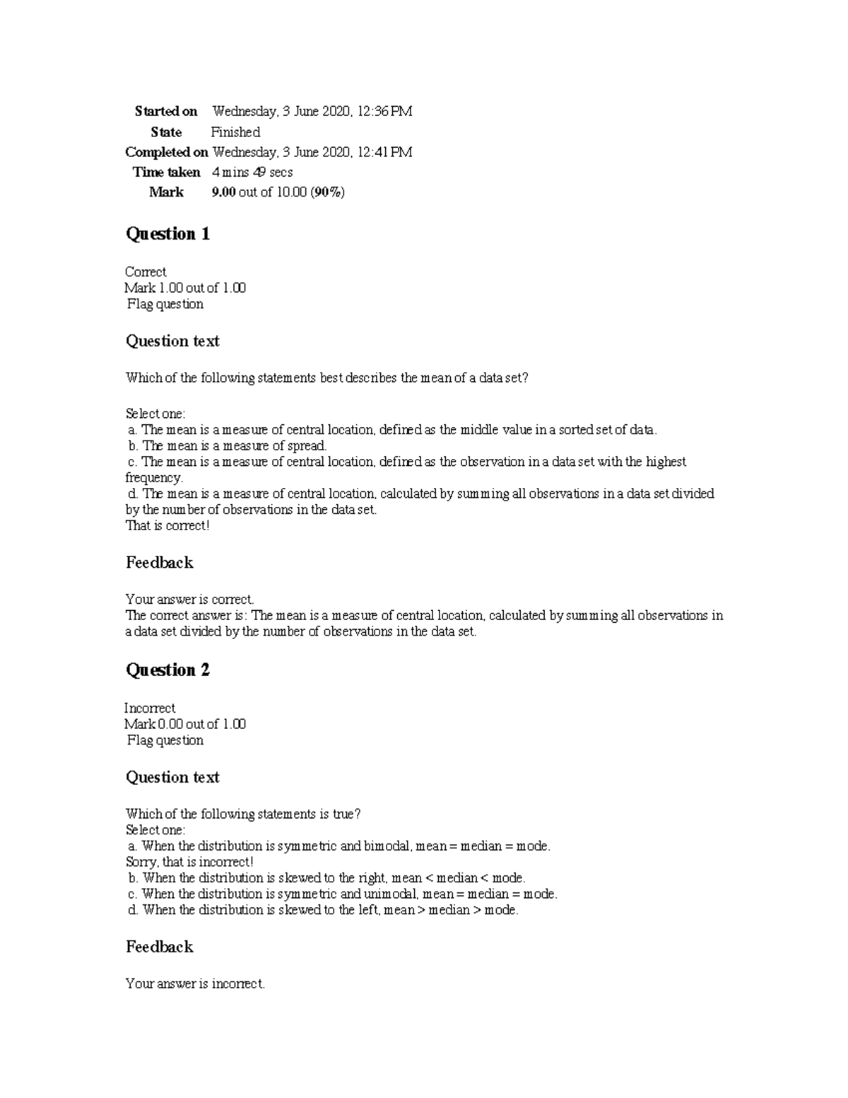 EC203 quiz test 4 - Quiz - Started on Wednesday, 3 June 2020, 12:36 PM ...