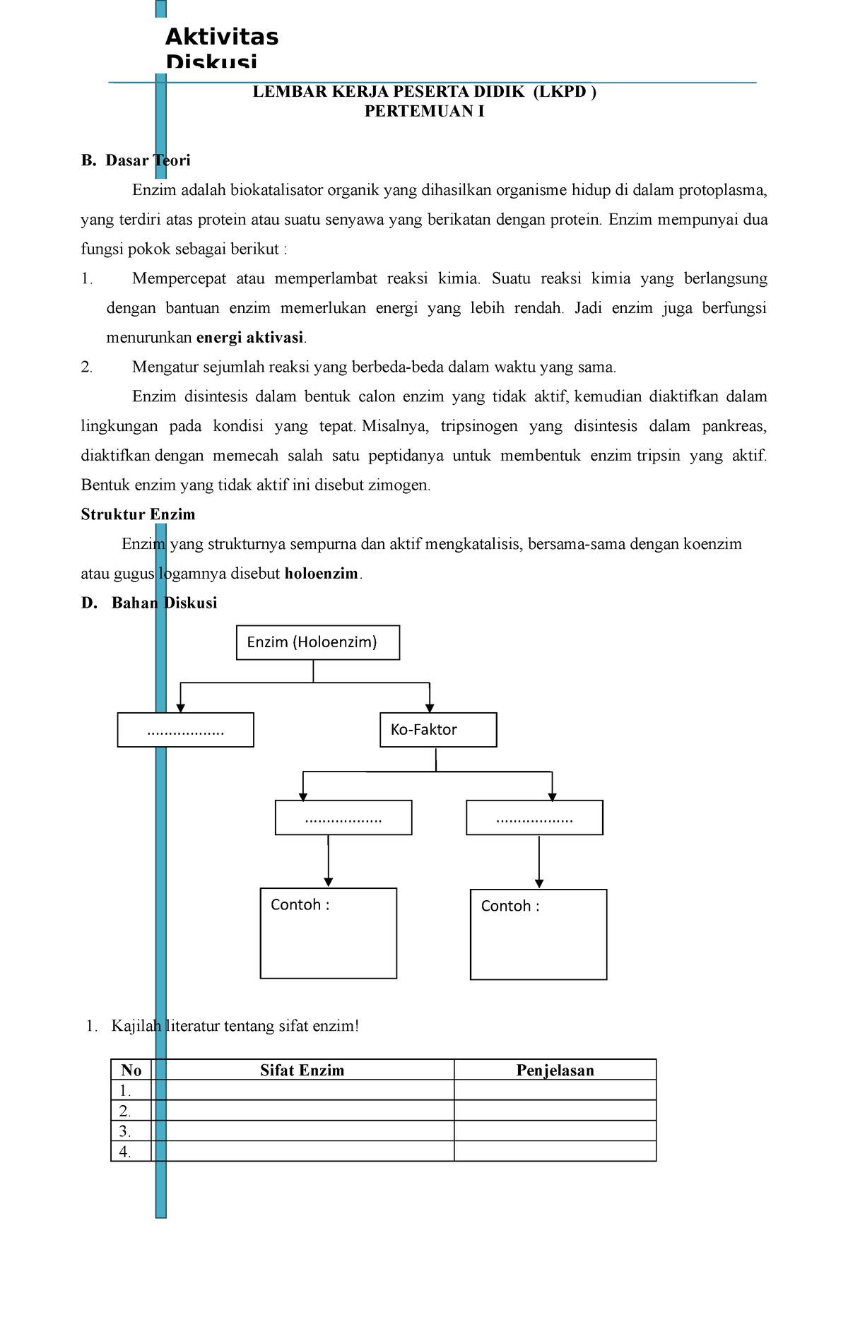 5. LKPD Enzim ^0 Metabolisme - LEMBAR KERJA PESERTA DIDIK (LKPD ...