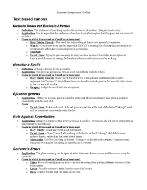 Leg Reg Outline - Statutory Interpretation Regulation Attack Outline ...