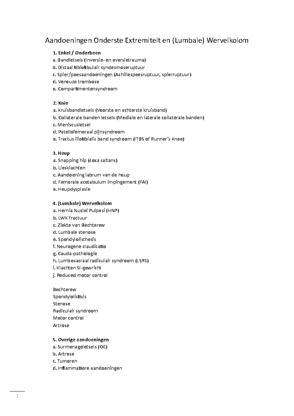 Aandoeningen MSAe en MSAw volledig uitgewerkt - Aandoeningen Onderste ...