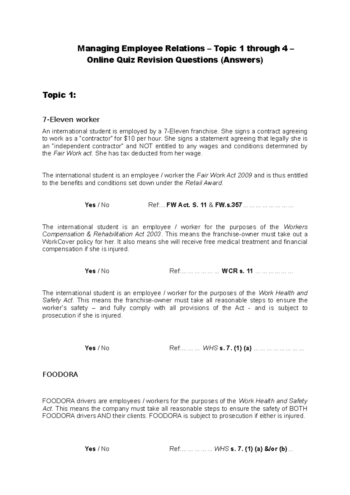 MER - Online TEST Revision Questions (Answers) - Managing Employee ...