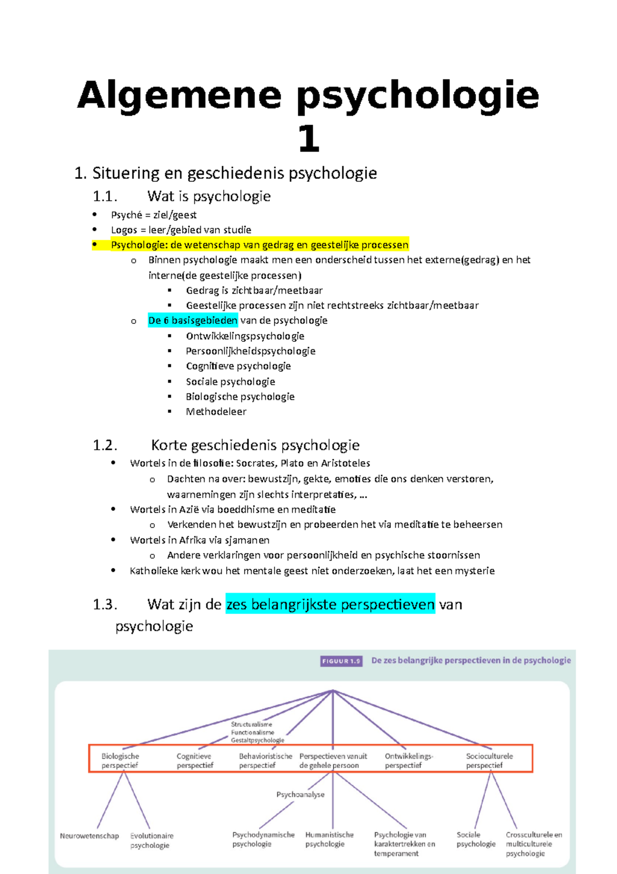 Samenvatting Algemene Psychologie Fase 1 - Algemene Psychologie 1 1 ...