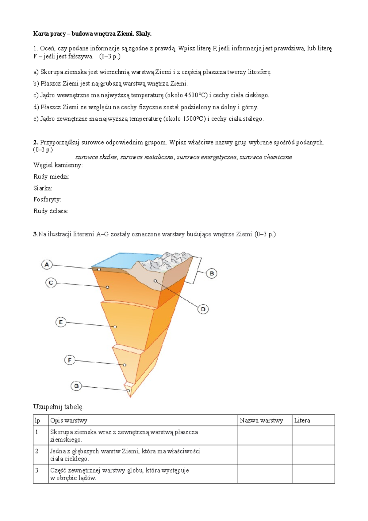 Sprawdzian Z Geografii Z Wnętrze Ziemi Książka www.studocu.com