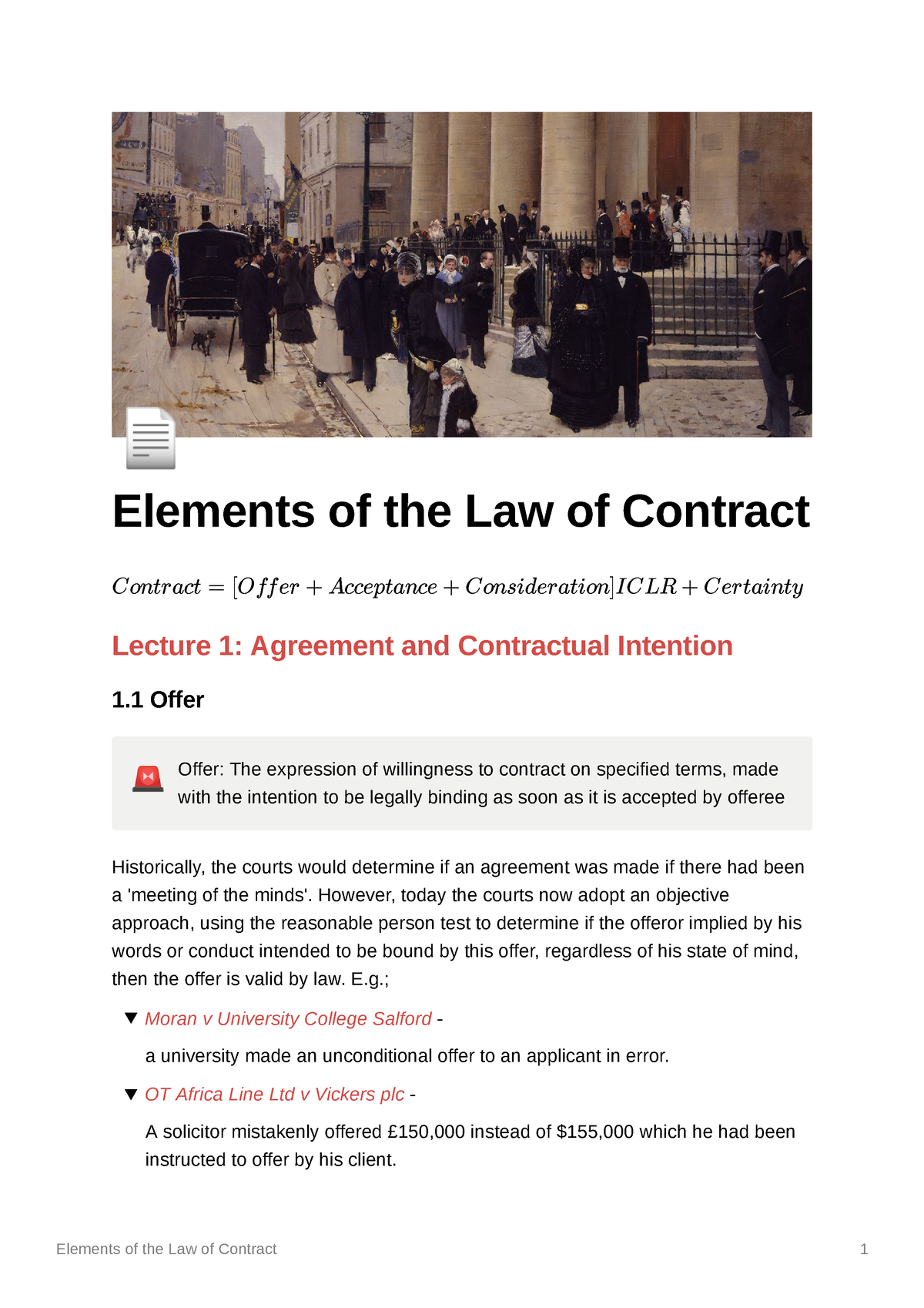 Elements Of The Law Of Contract - ± Elements Of The Law Of Contract ...