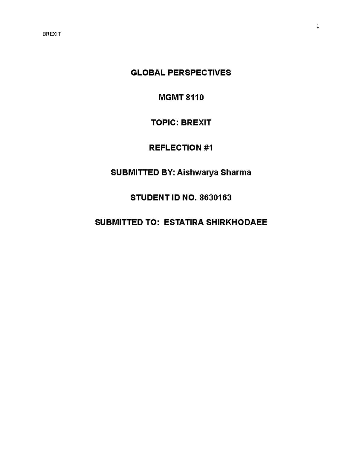 Assignmentbrexit - Gary Chaudhary - BREXIT GLOBAL PERSPECTIVES MGMT ...