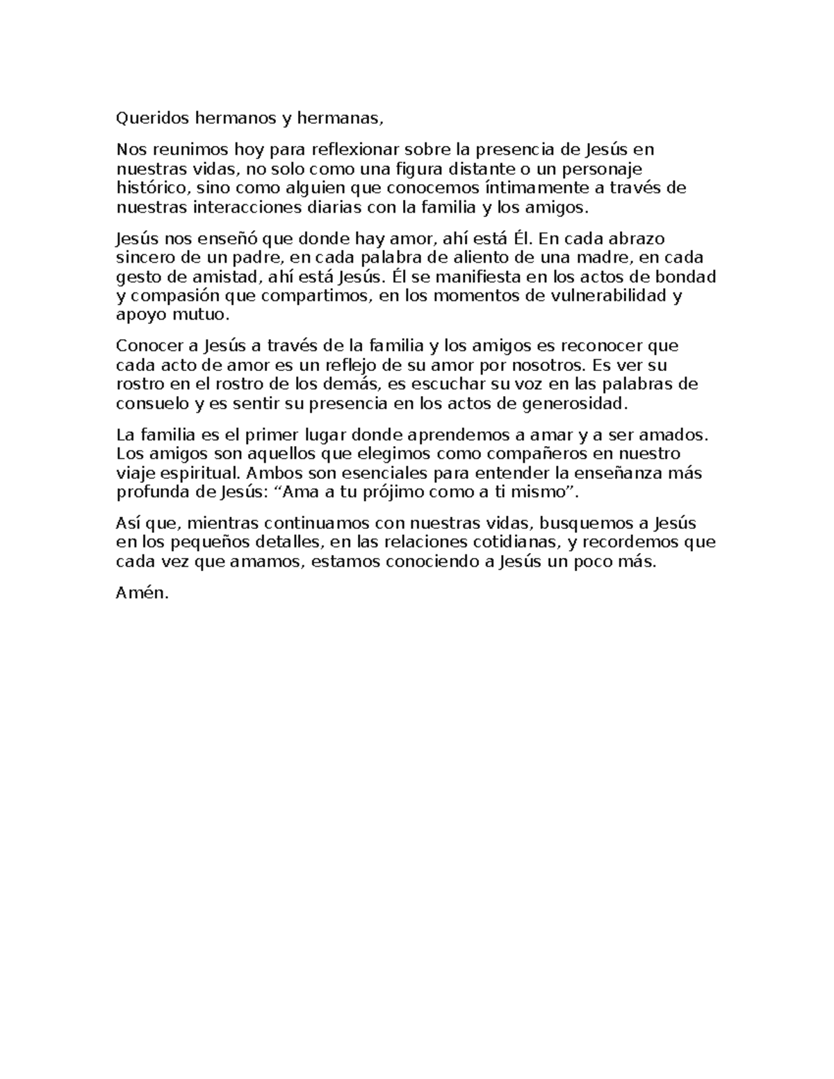 Conociendo a jesus atraves de la familia y amigos - Queridos hermanos y ...