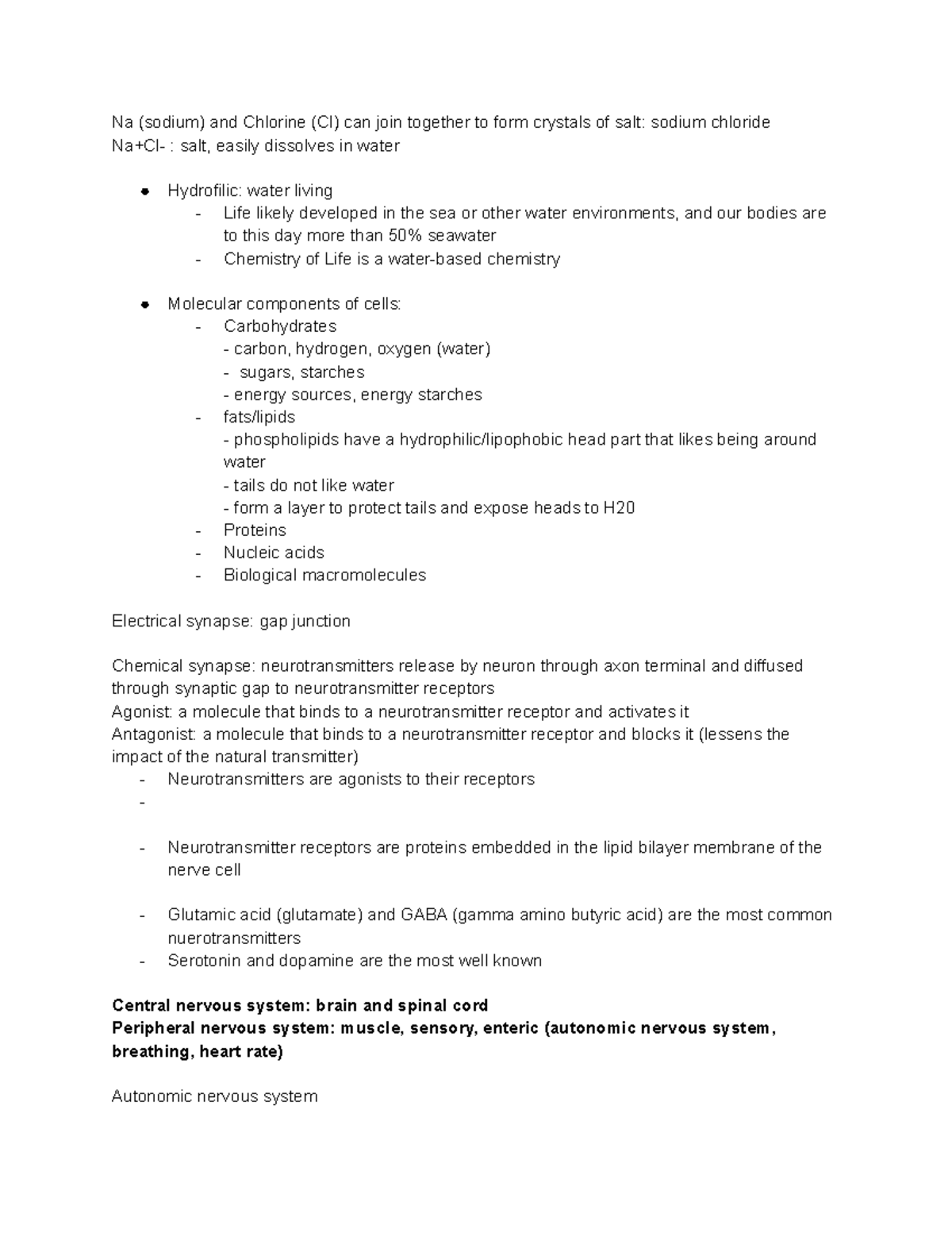 Lecture 3 notes - Na (sodium) and Chlorine (Cl) can join together to ...