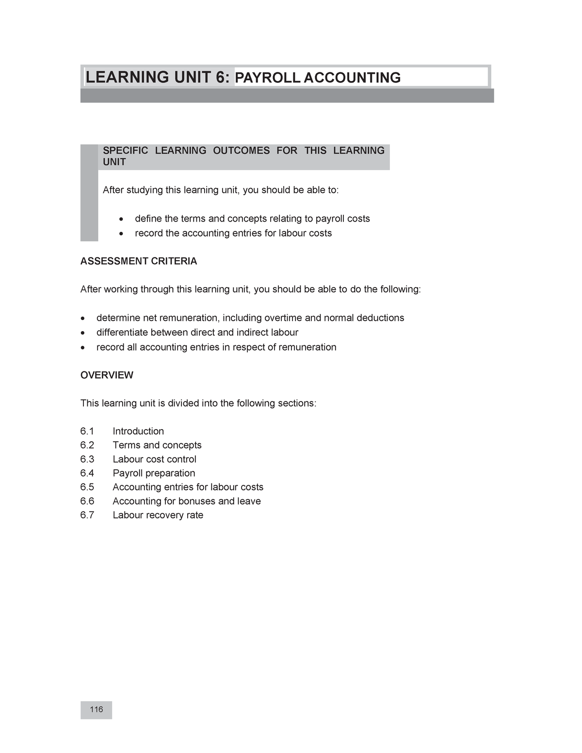 Learning Unit 6 - Notes On Management Accounting - 116 LEARNING UNIT 6 ...