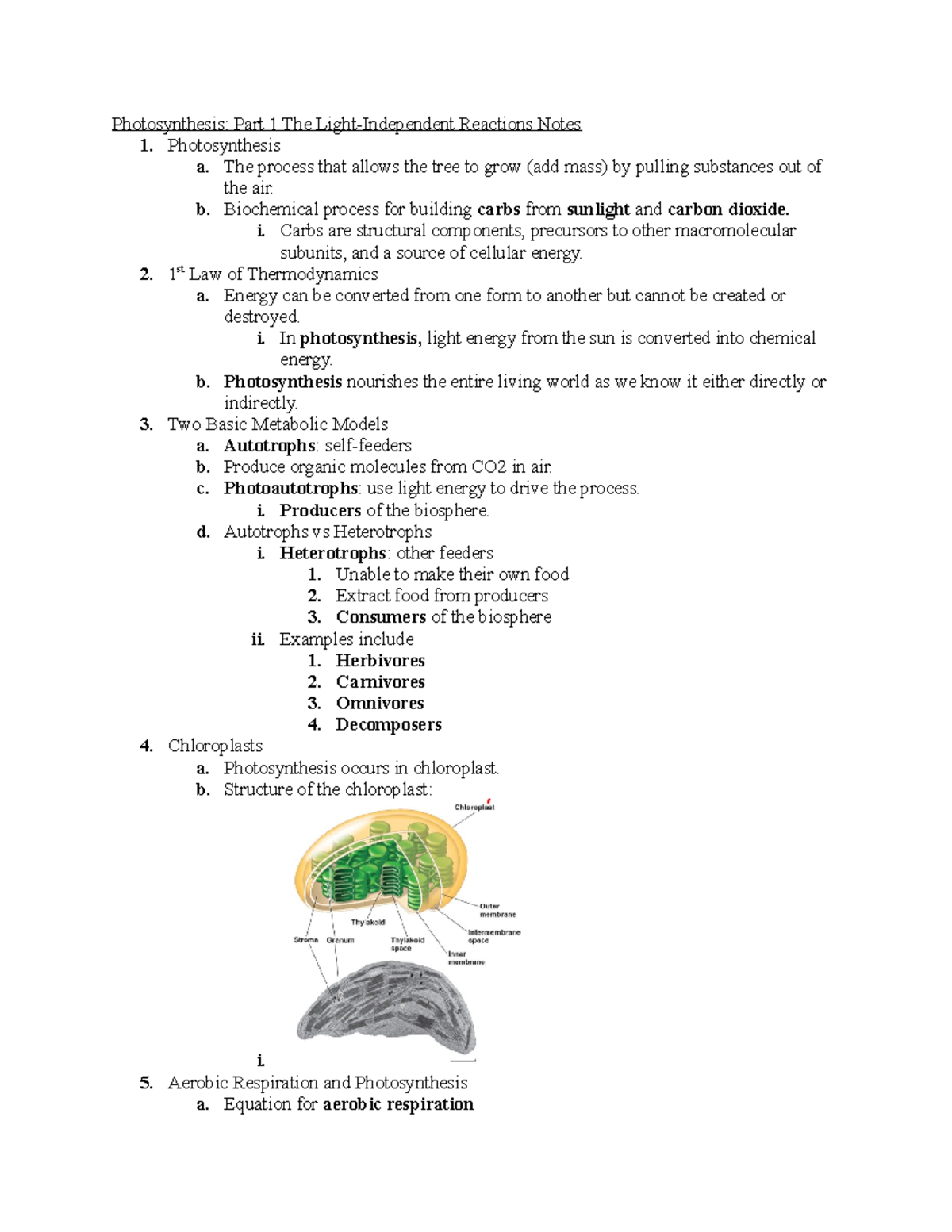 Photosynthesis Notes - Photosynthesis: Part 1 The Light-Independent ...