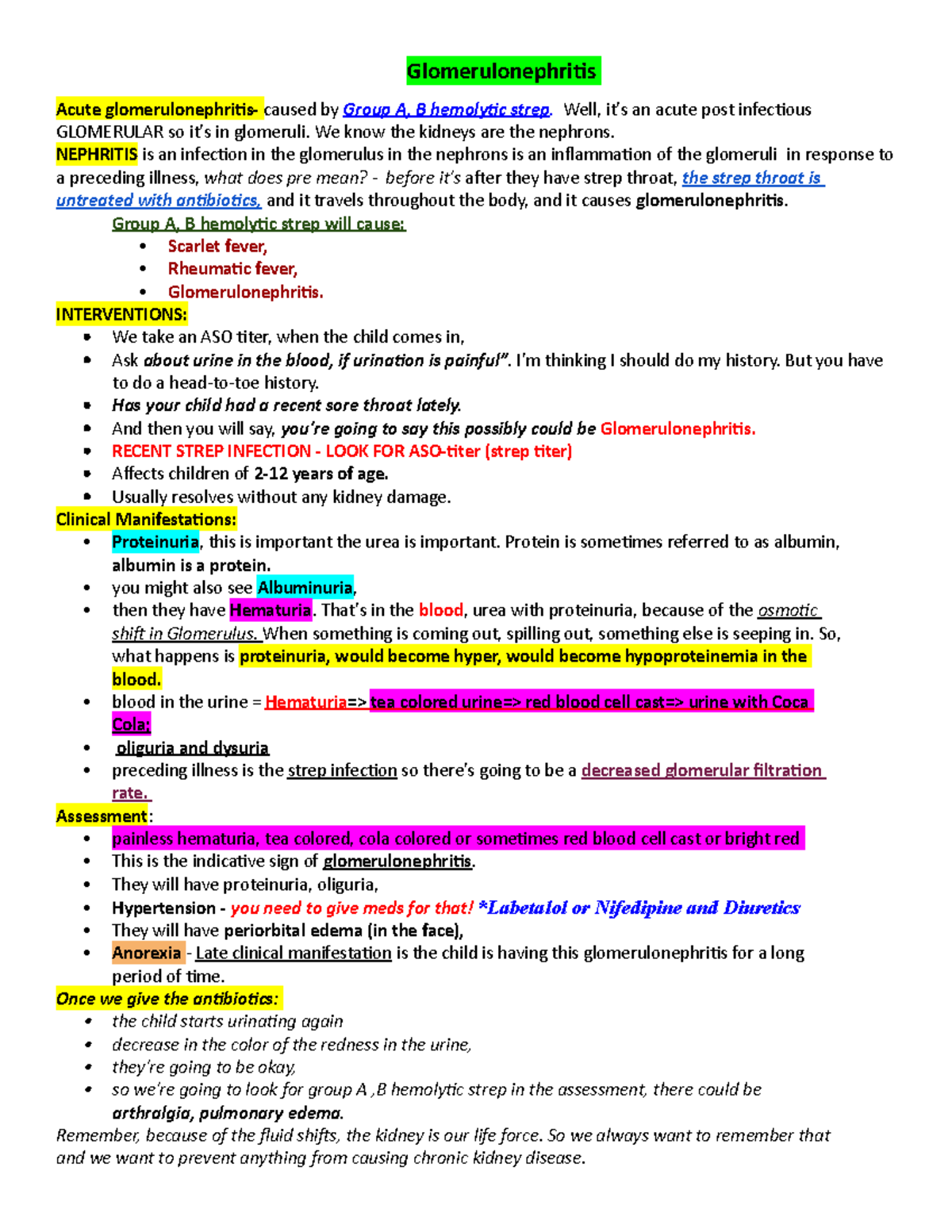 Kidneys, Rheumatic, Wilms, UTI Exam2 - Glomerulonephritis Acute ...