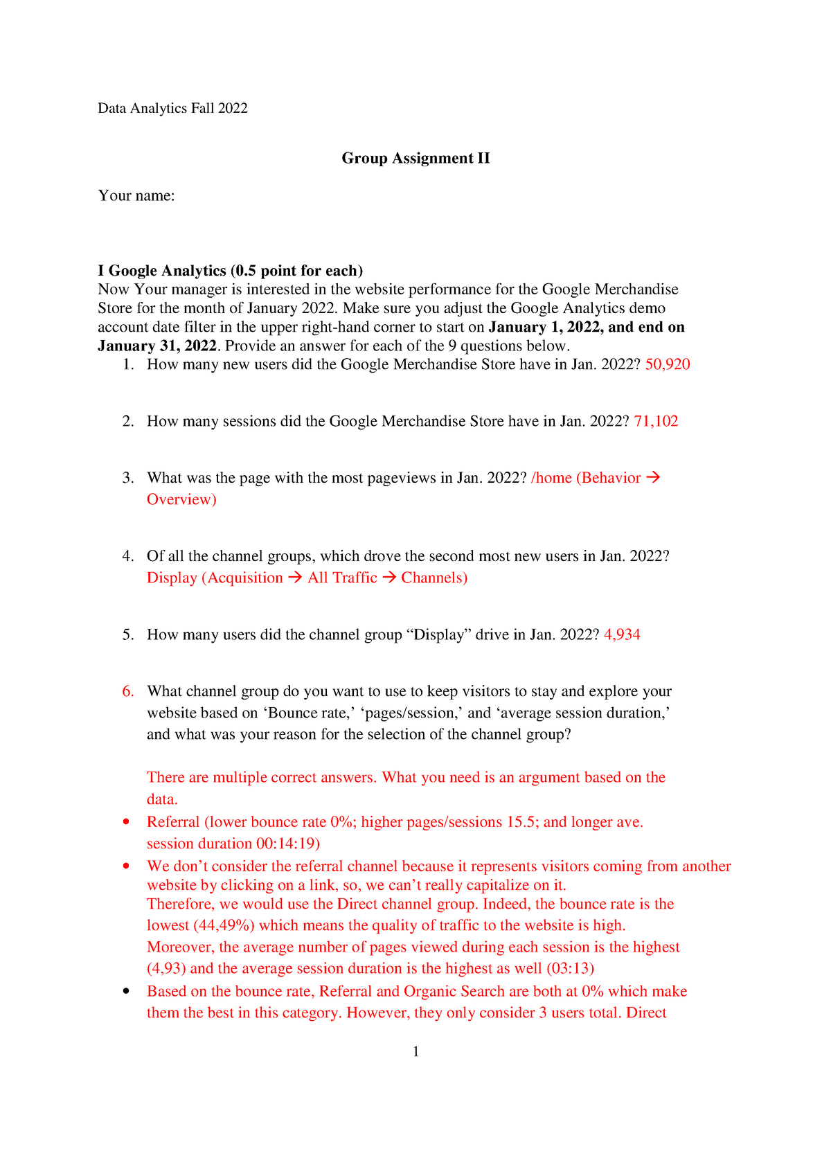 google analytics assignment 2 answers