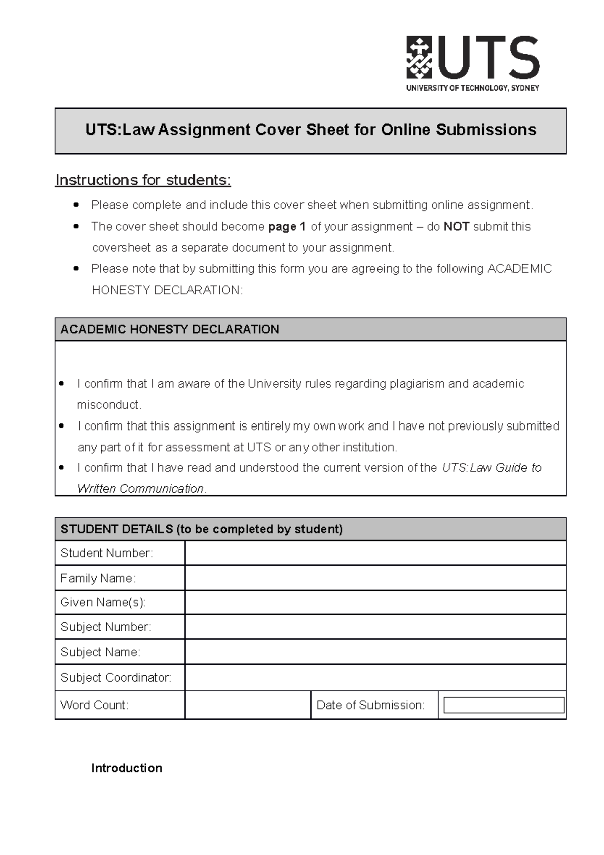 70103 Ethics essay studocu - UTS:Law Assignment Cover Sheet for Online ...