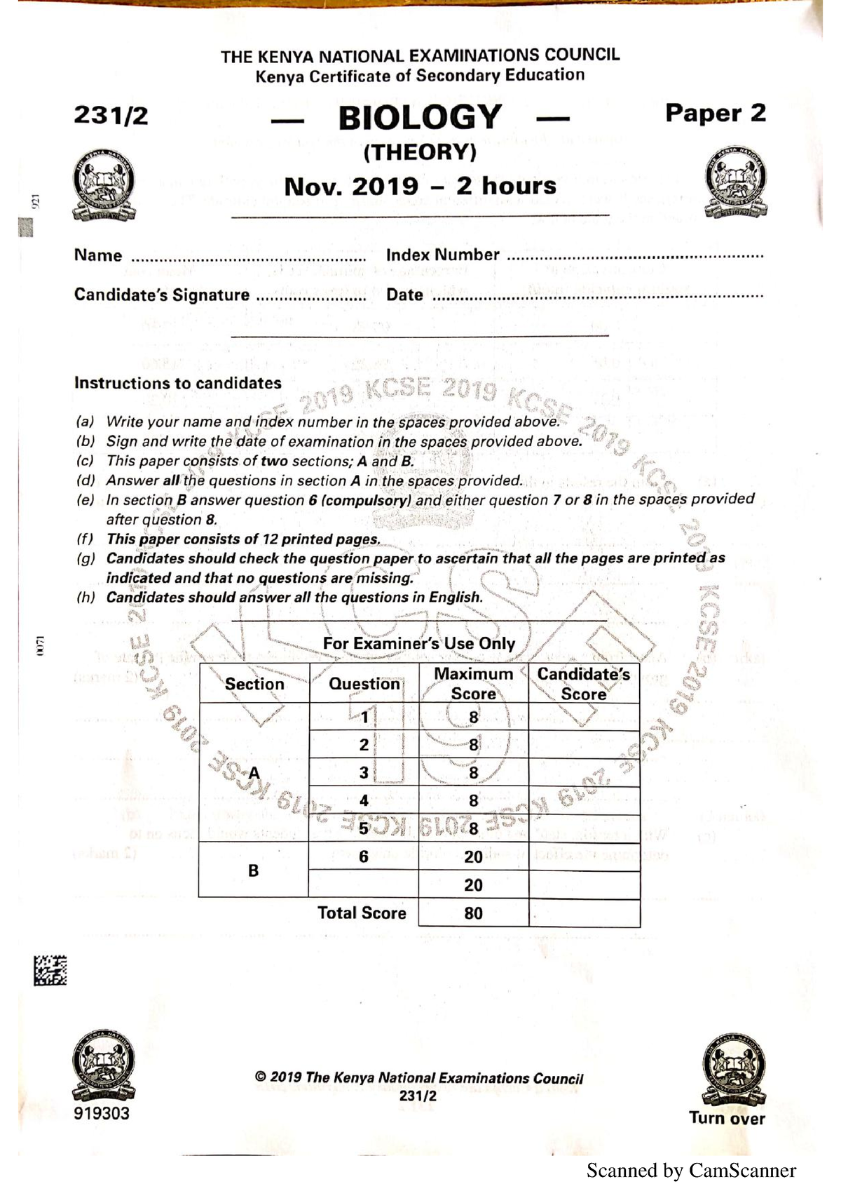 essay biology kcse