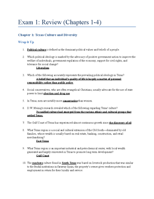 GOVT-2306 Chapter 1 Notes - CHAPTER 1 Texas Political Culture And ...