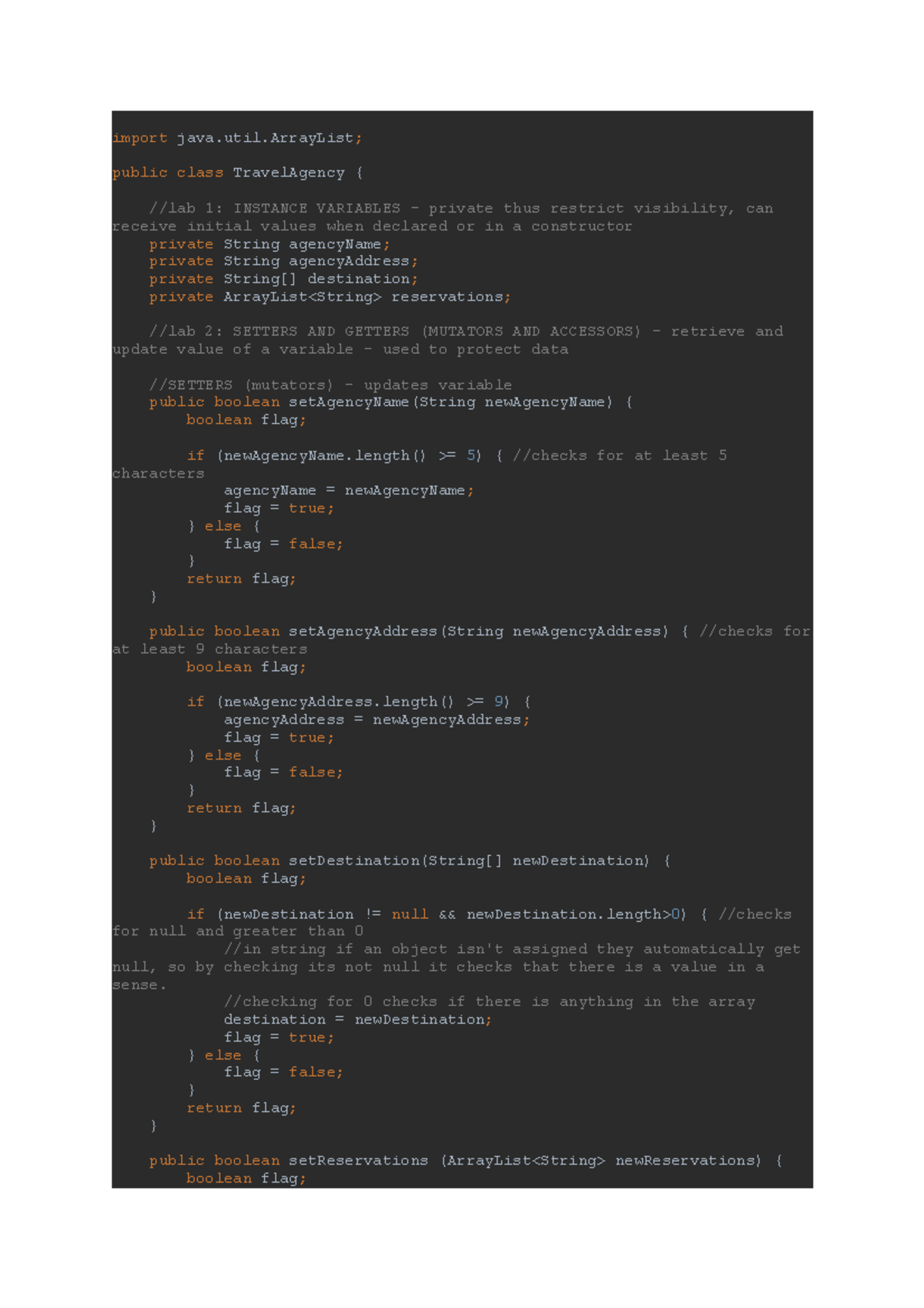 JAVA LAB Codes - import java.util; public class TravelAgency { //lab 1 ...