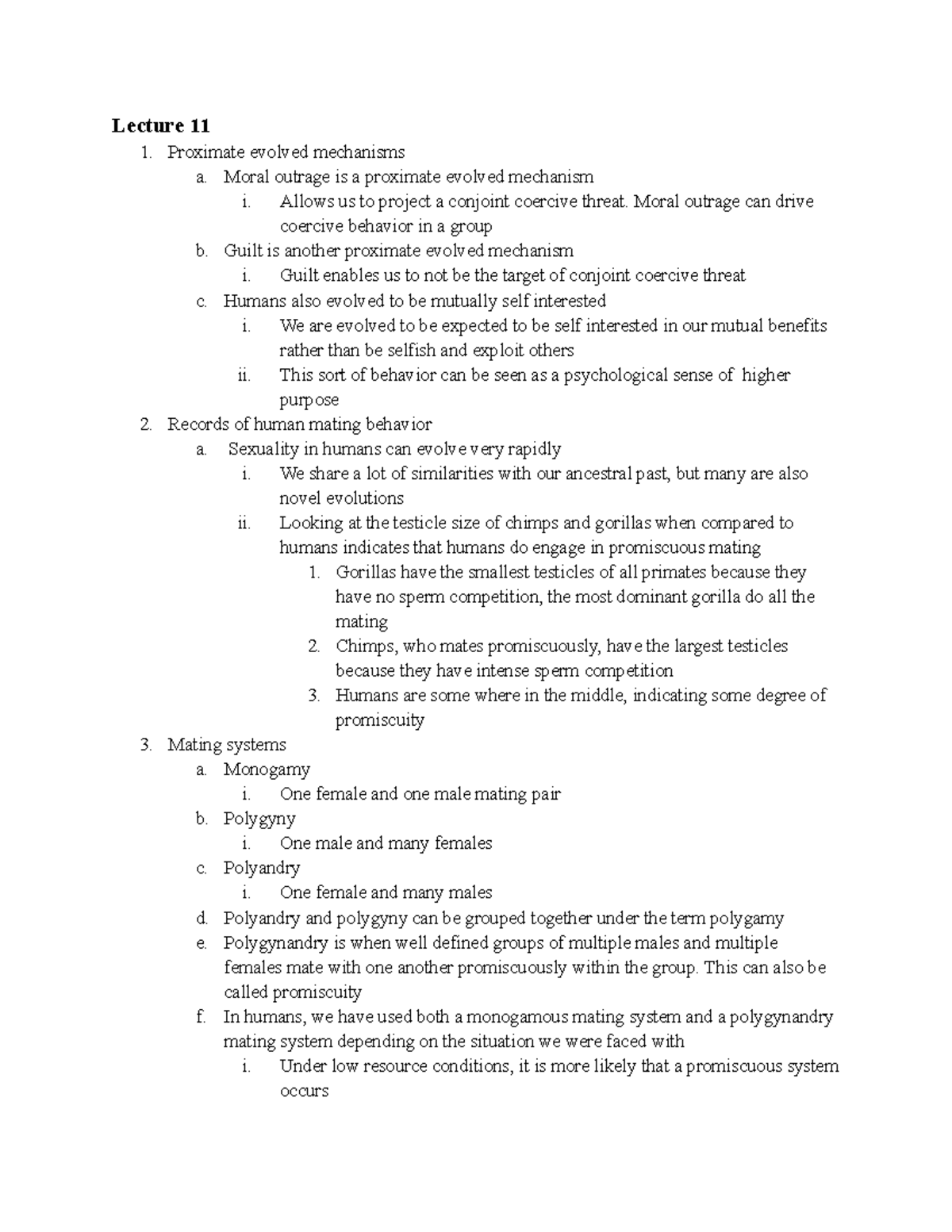 Bio 358 - Topic 11 Notes - Humans have been adapted to not only ...