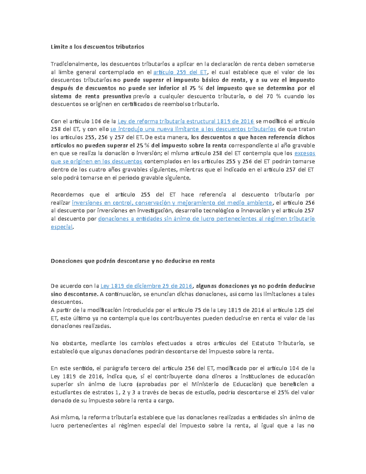 Limite a los descuentos tributarios - Limite a los descuentos ...