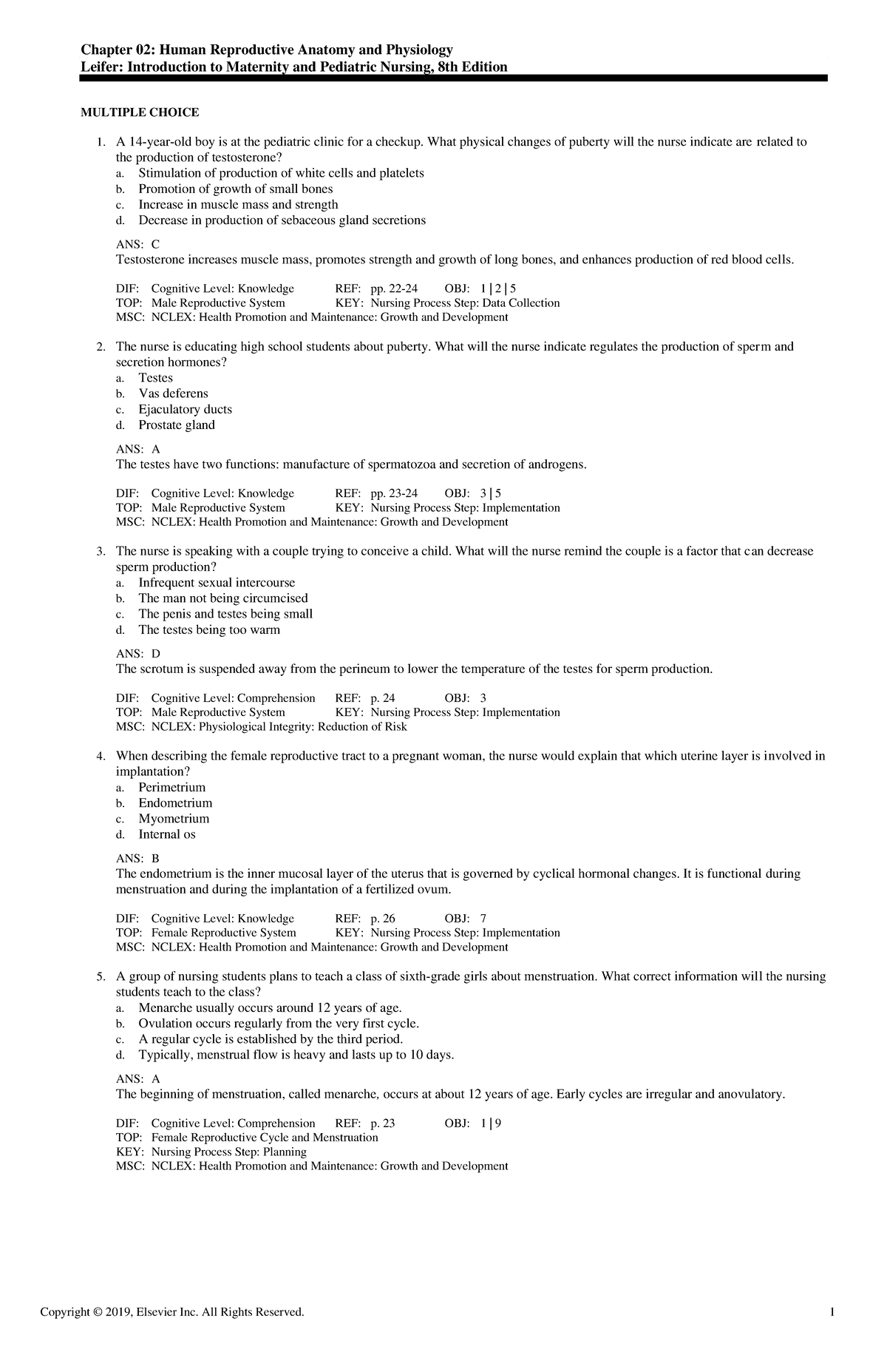 Exam View - Chapter 02 - Chapter 02: Human Reproductive Anatomy and ...