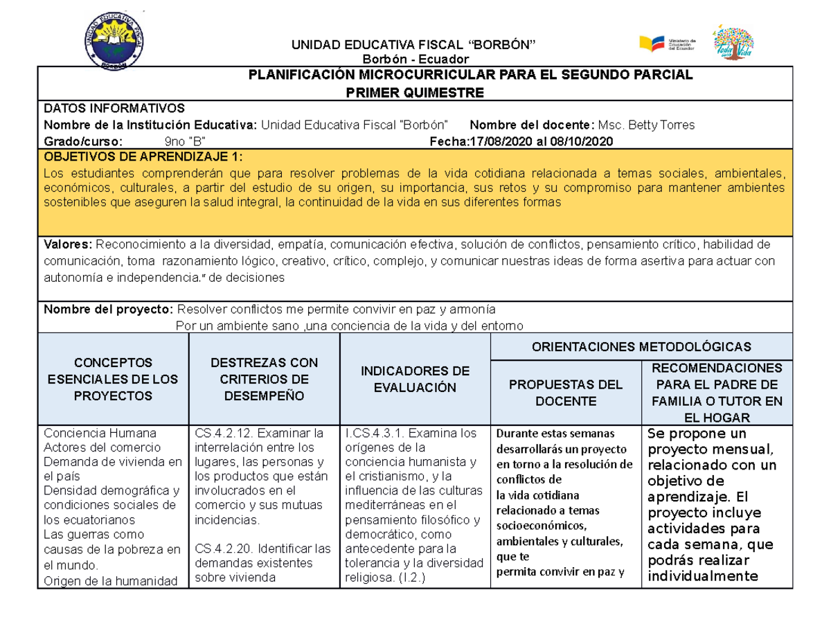 Formato - Planificación Microcurricular PARA EL Segundo Parcial ...
