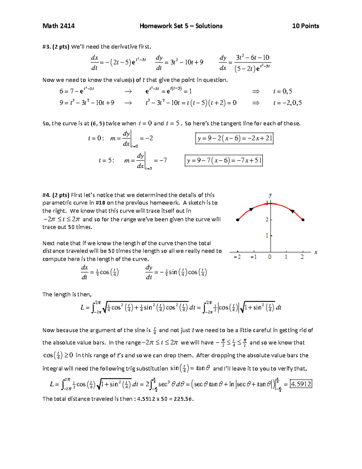 Hw 05 spring 2017 key - Math 2414 Homework Set 5 Solutions 10 Points (2 ...