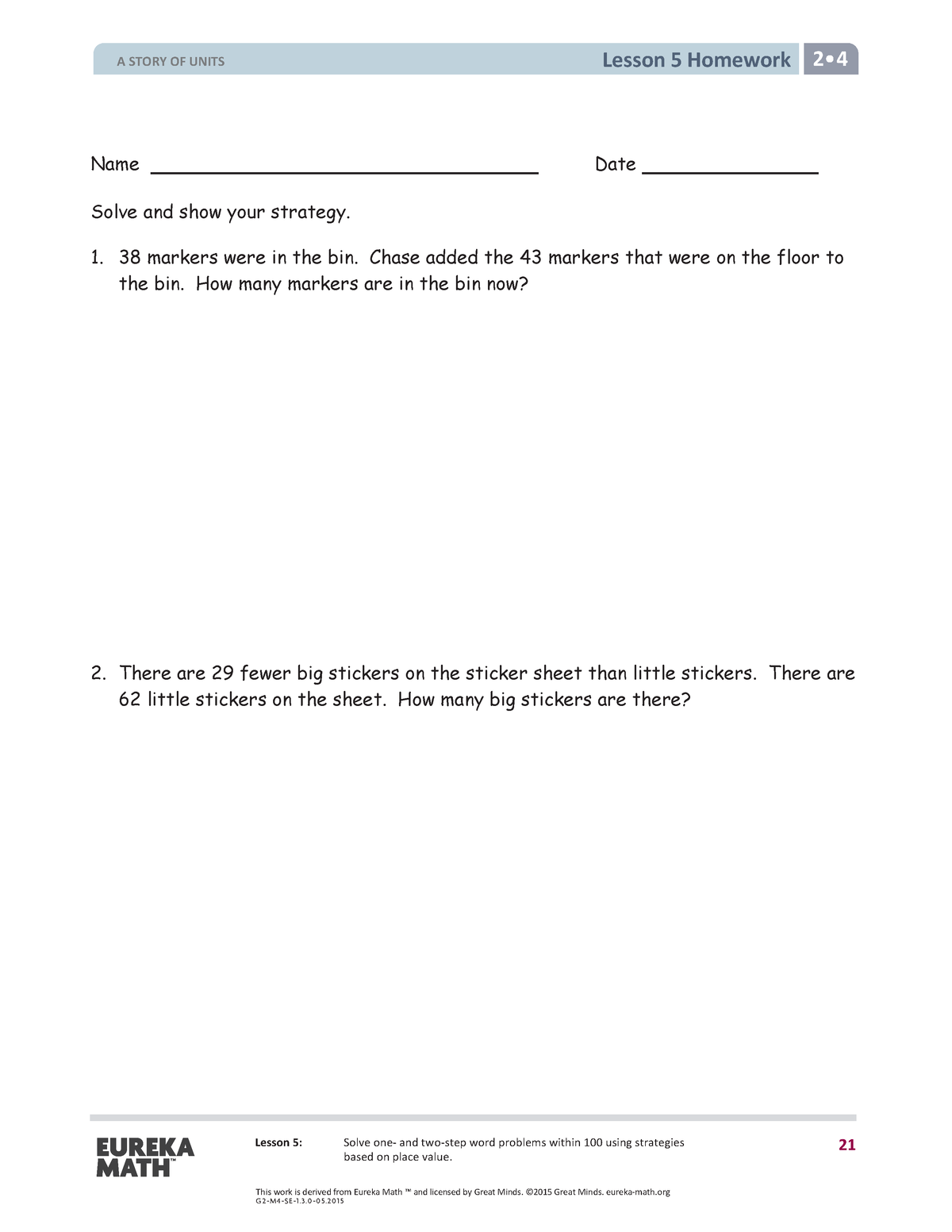 eureka math lesson 5 homework 5.4 answer key
