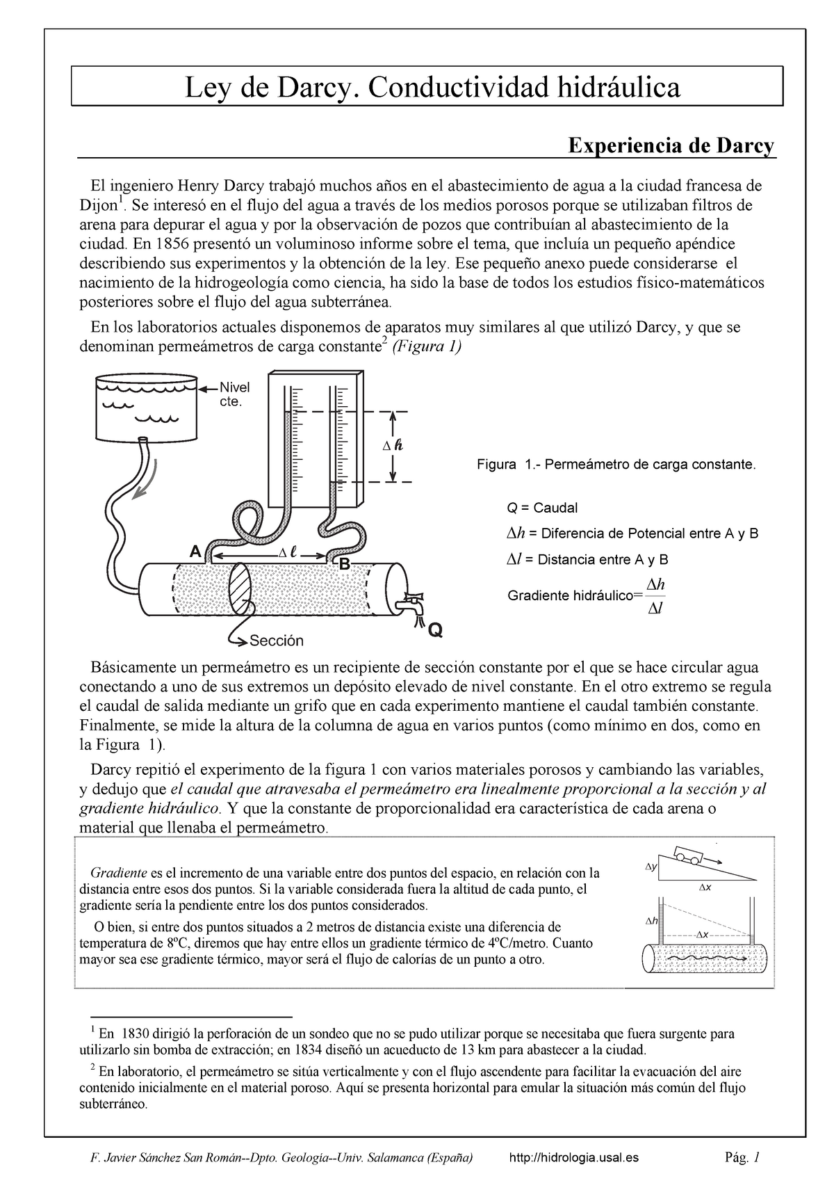 Ley Darcy Documento Ley De Darcy Conductividad Hidráulica Experiencia De Darcy El Ingeniero 5682