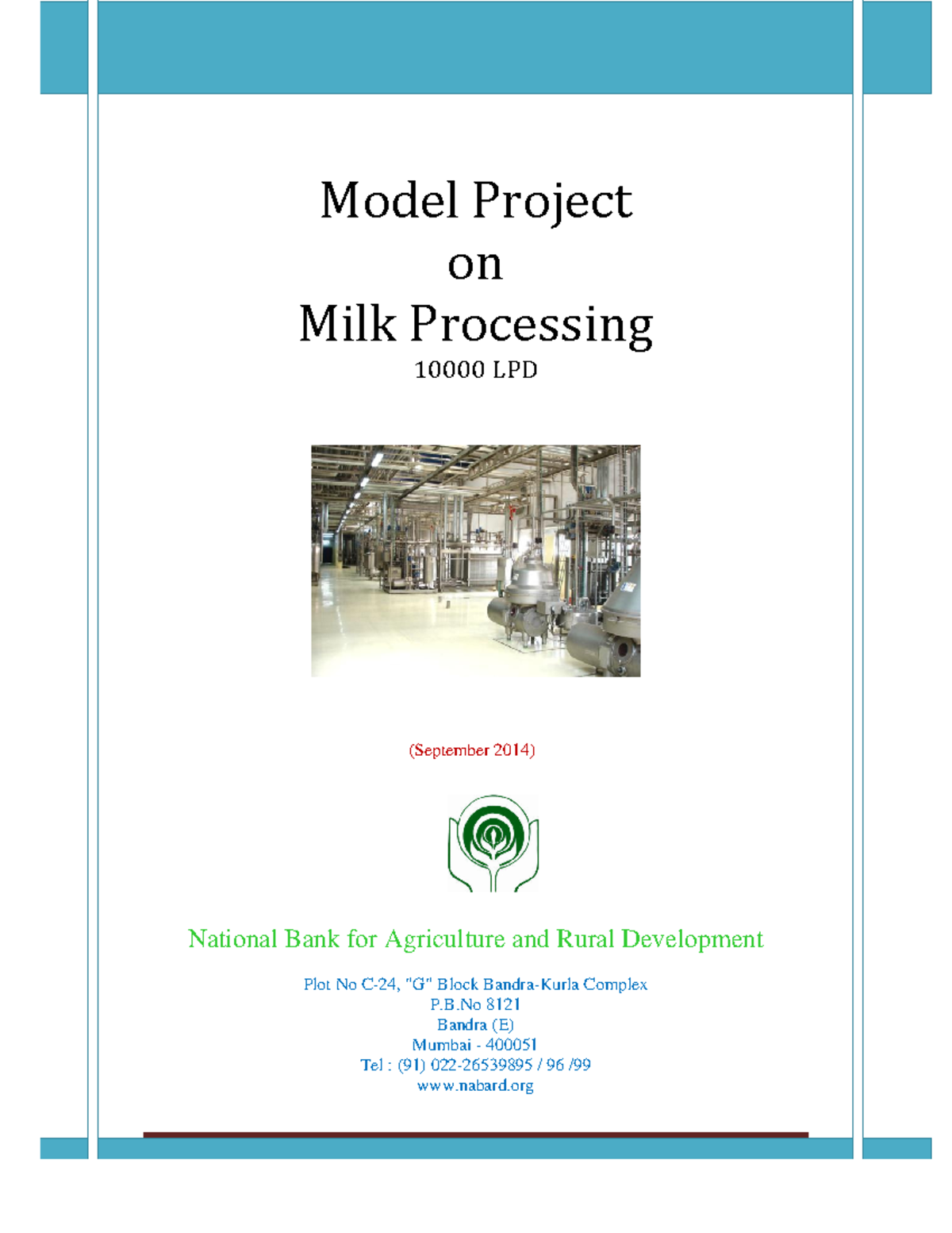 milk processing - NABARD Page i Model Project on Milk Processing 10000 ...