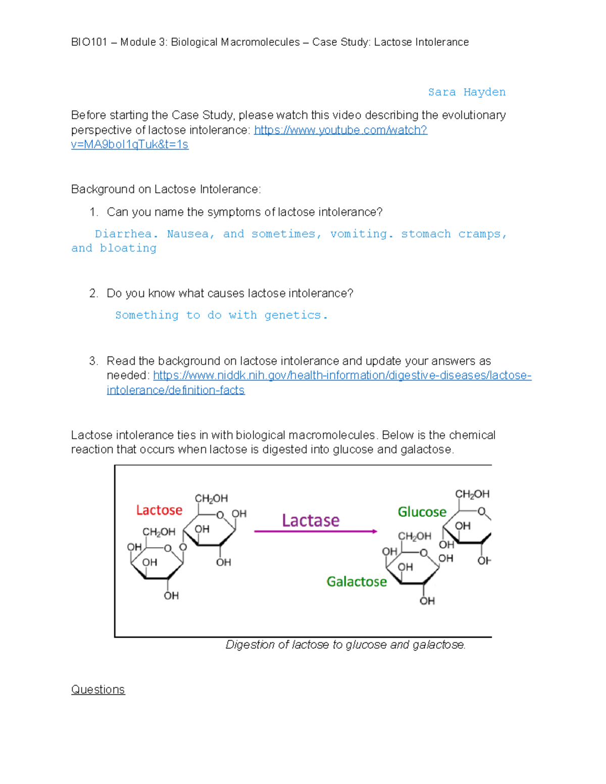 BIO101 Module 3 Biological Macromolecules - Case Study Week ...