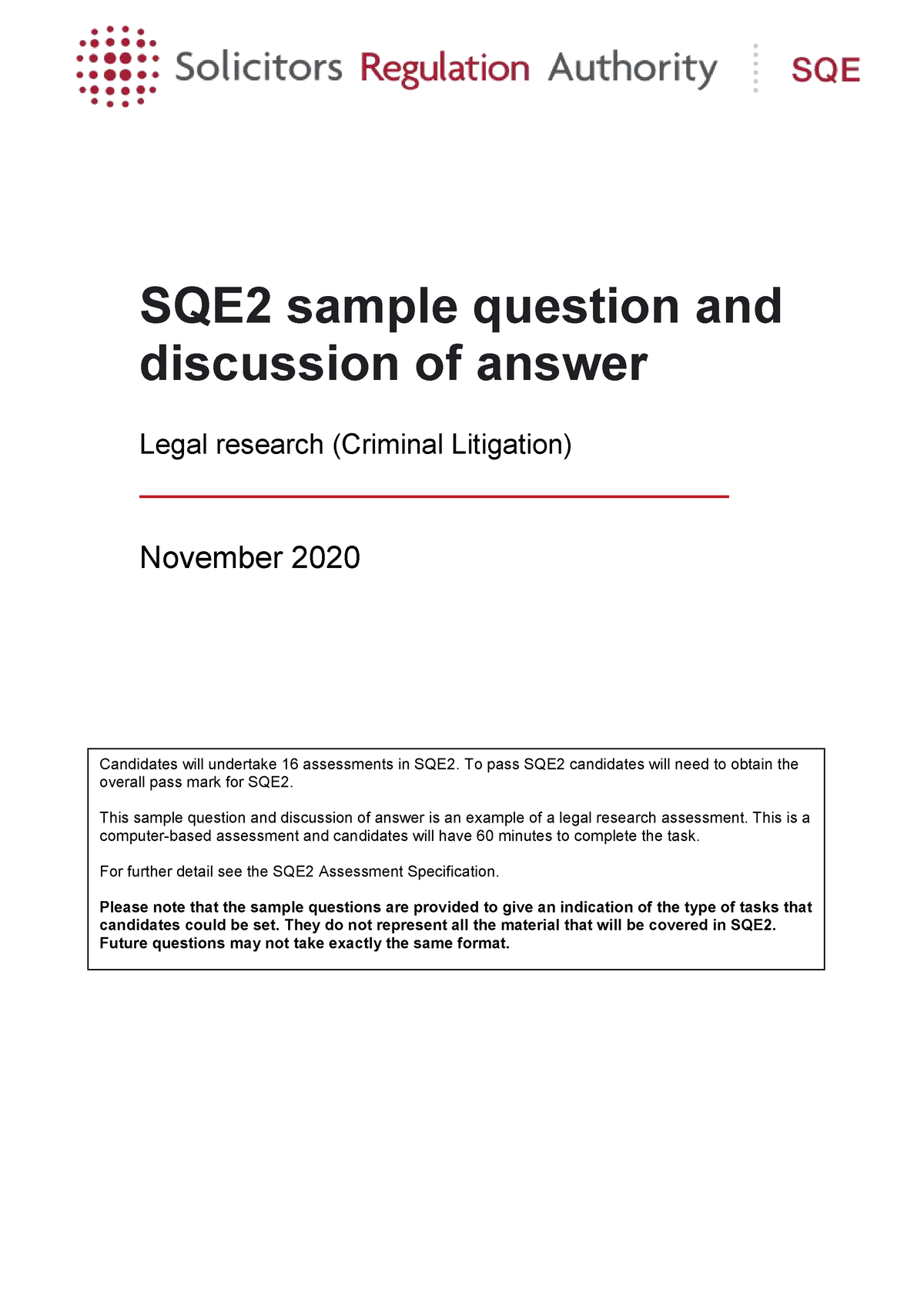 Sqe2 Sample Question Legal Research - SQE2 Sample Question And ...