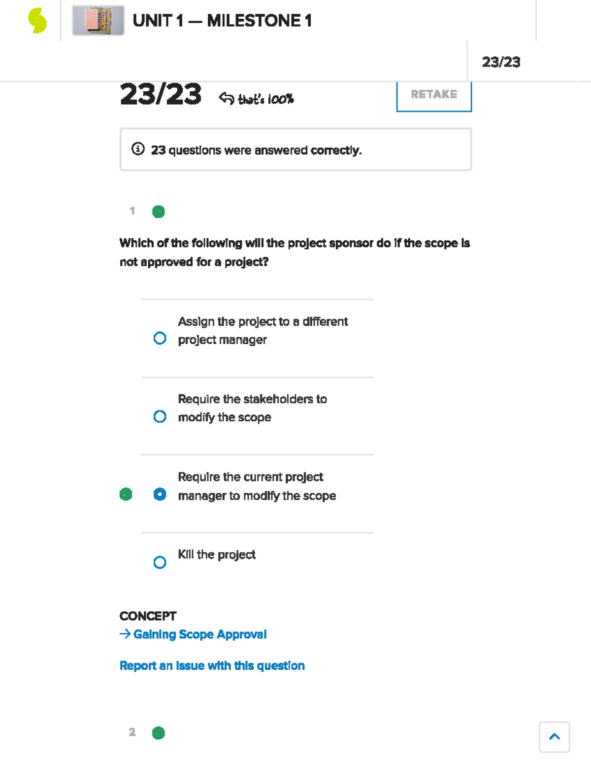 Project Management - Unit 1 - Milestone 1 - C722 - Studocu