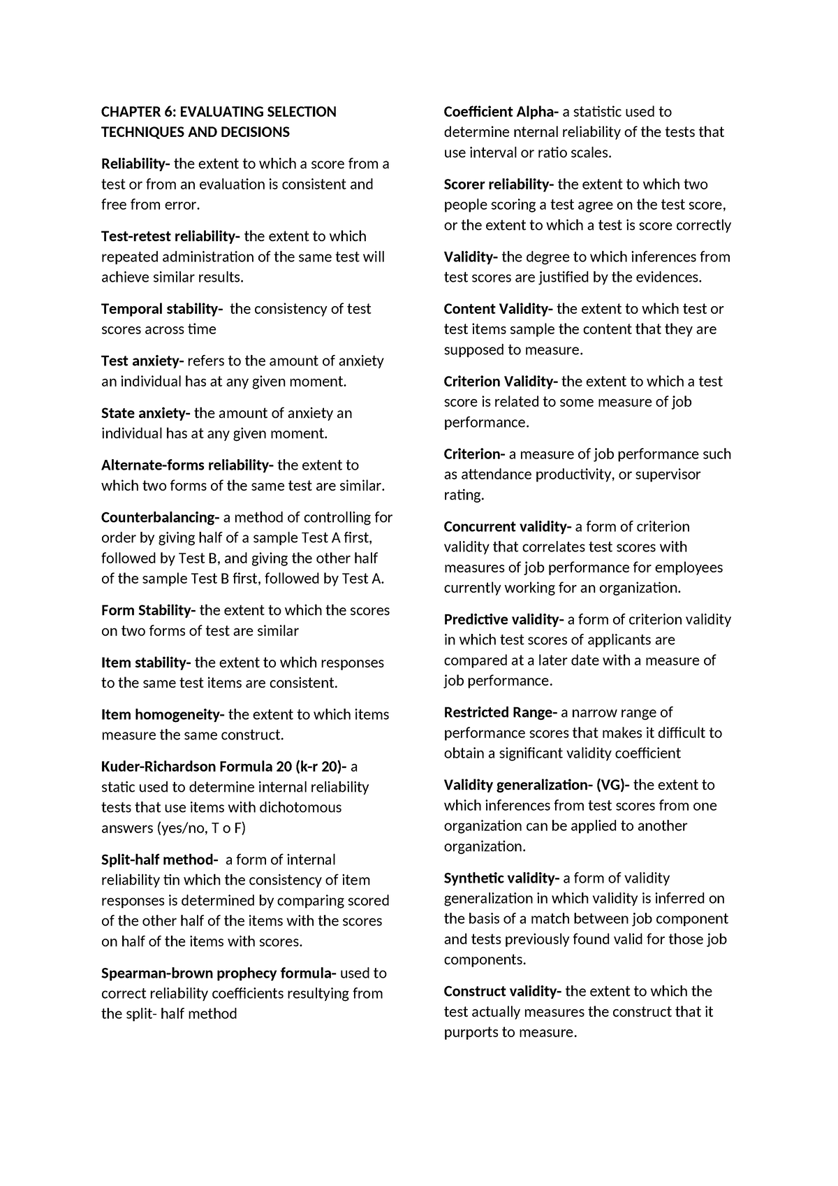 CHAPTER 6: EVALUATING SELECTION TECHNIQUES AND DECISIONS - CHAPTER 6 ...