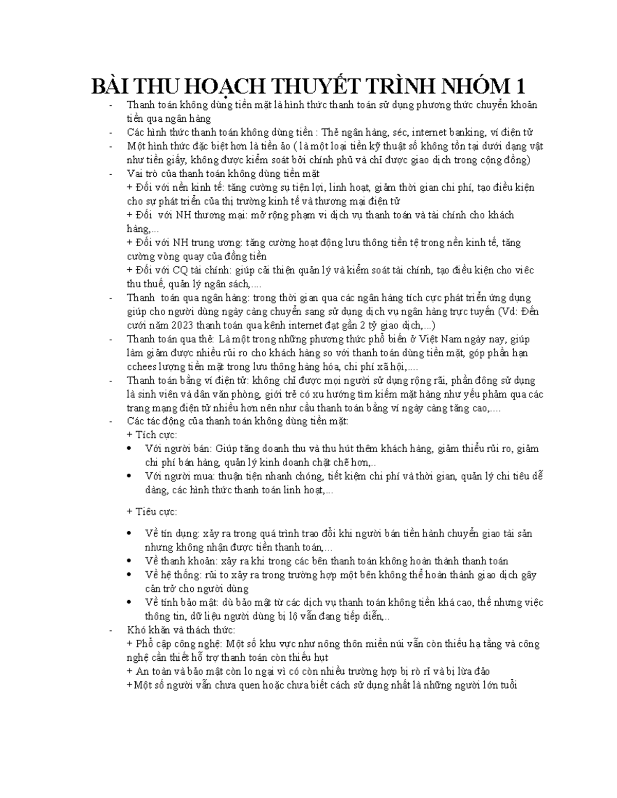 BÀI THU HOẠCH ThuyếT TRÌNH NHÓM 1 (NHÓM 6) - BÀI THU HOẠCH THUYẾT TRÌNH ...