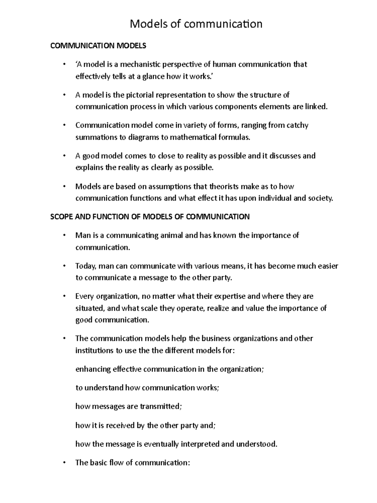 Models of communication - Communication model come in variety of forms ...
