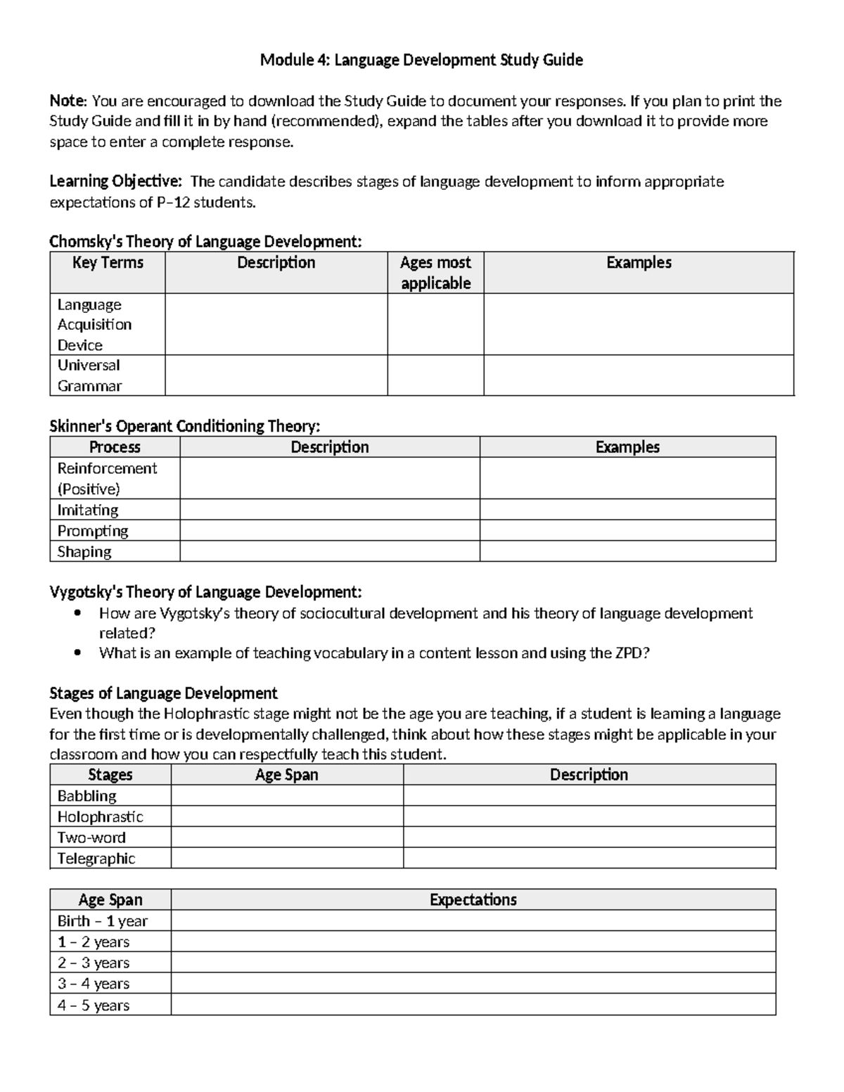 D094 d307 m4 study guide - Module 4: Language Development Study Guide ...