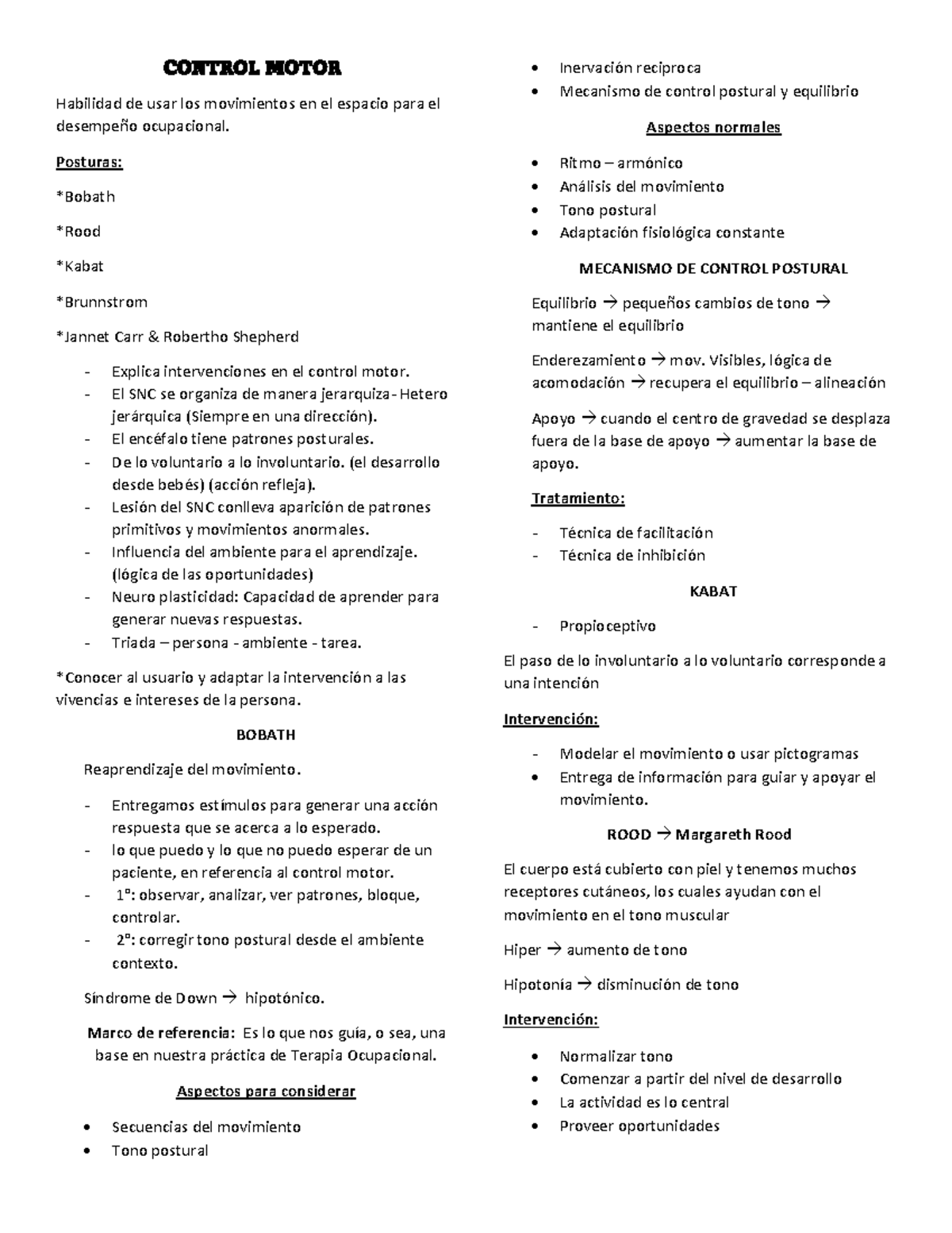 Apuntes Modelo Control Motor Y Postural CONTROL MOTOR Habilidad de