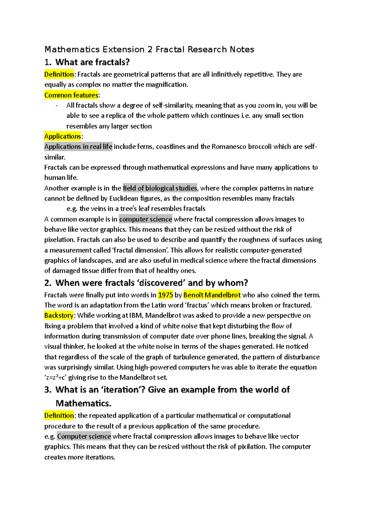 Maths 4U Fractal Notes - Mathematics Extension 2 Fractal Research Notes ...