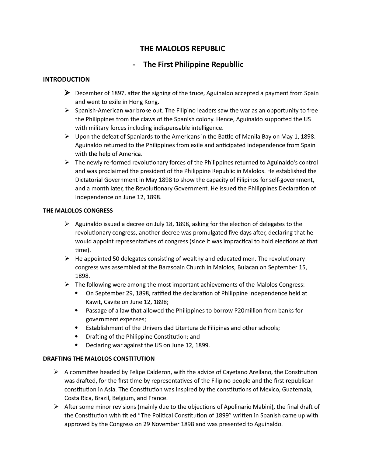 malolos republic essay