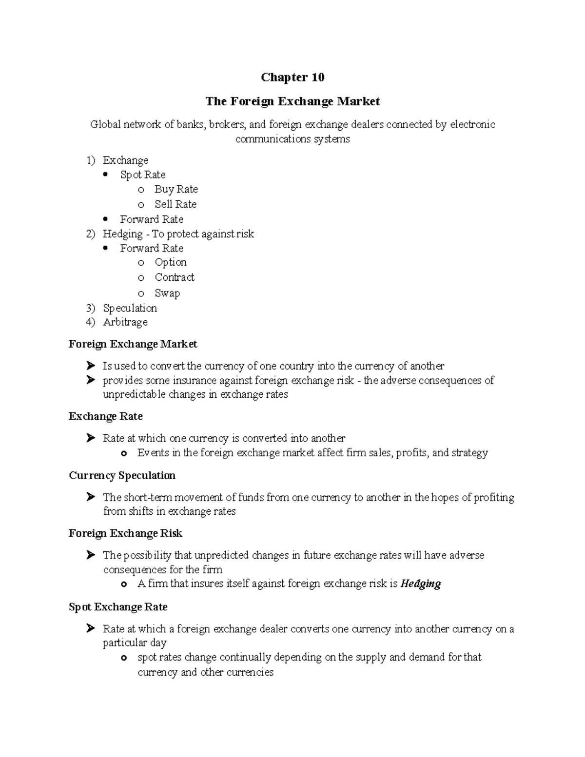 Chapter 10 - Lecture notes 8 - Chapter 10 The Foreign Exchange Market ...