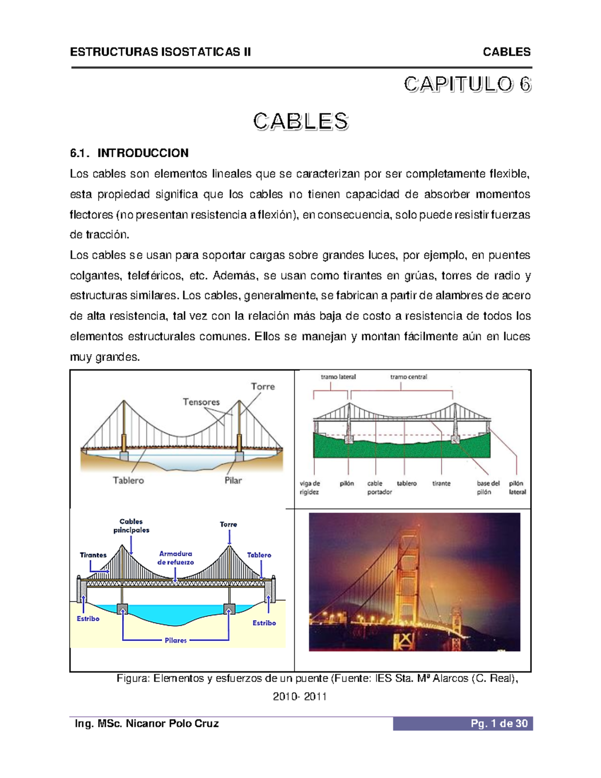 CAP.6 Cables - ANALISIS ESTRUCTURAL - 6. INTRODUCCION Los Cables Son ...