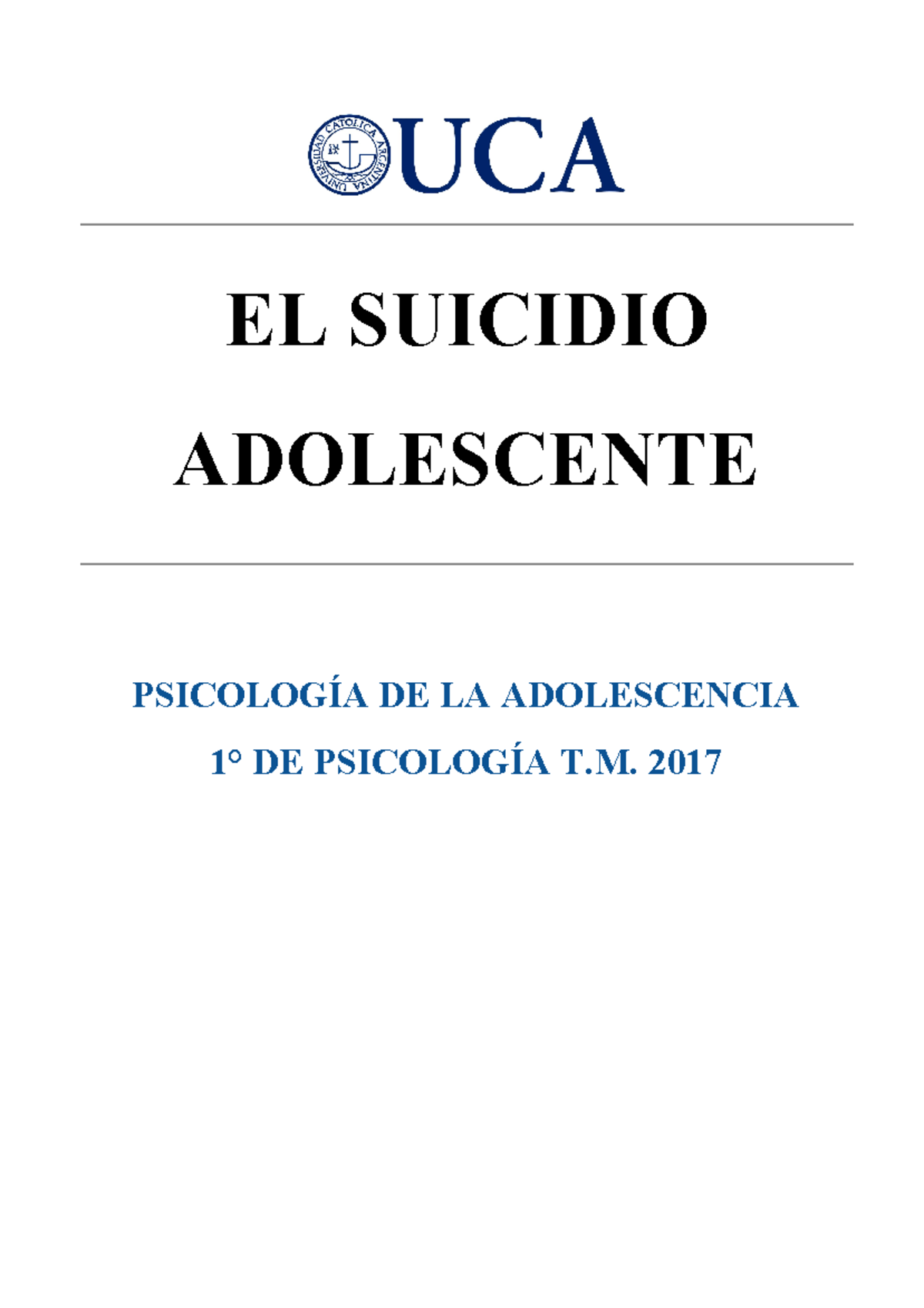 Suicidio - Nota: 10 - EL SUICIDIO ADOLESCENTE DE LA ADOLESCENCIA DE T ...