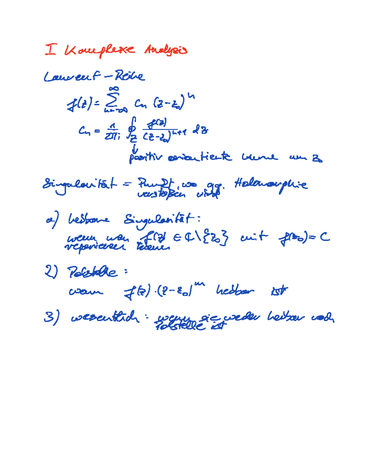 MfP 4 wichtige Formeln I Komplexe Analysis Laurent Reihe Ilz Cn z z Cn Ei 1 1 98 Fositiv Studocu