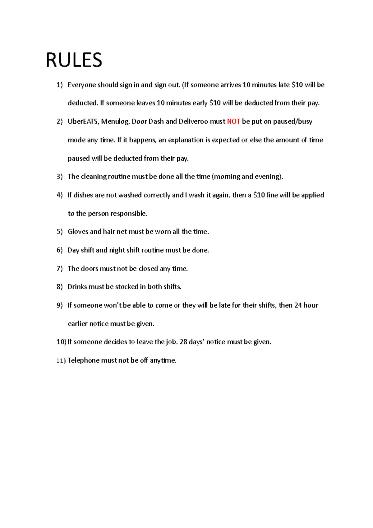 Rules - vce futher - RULES Everyone should sign in and sign out. (If ...