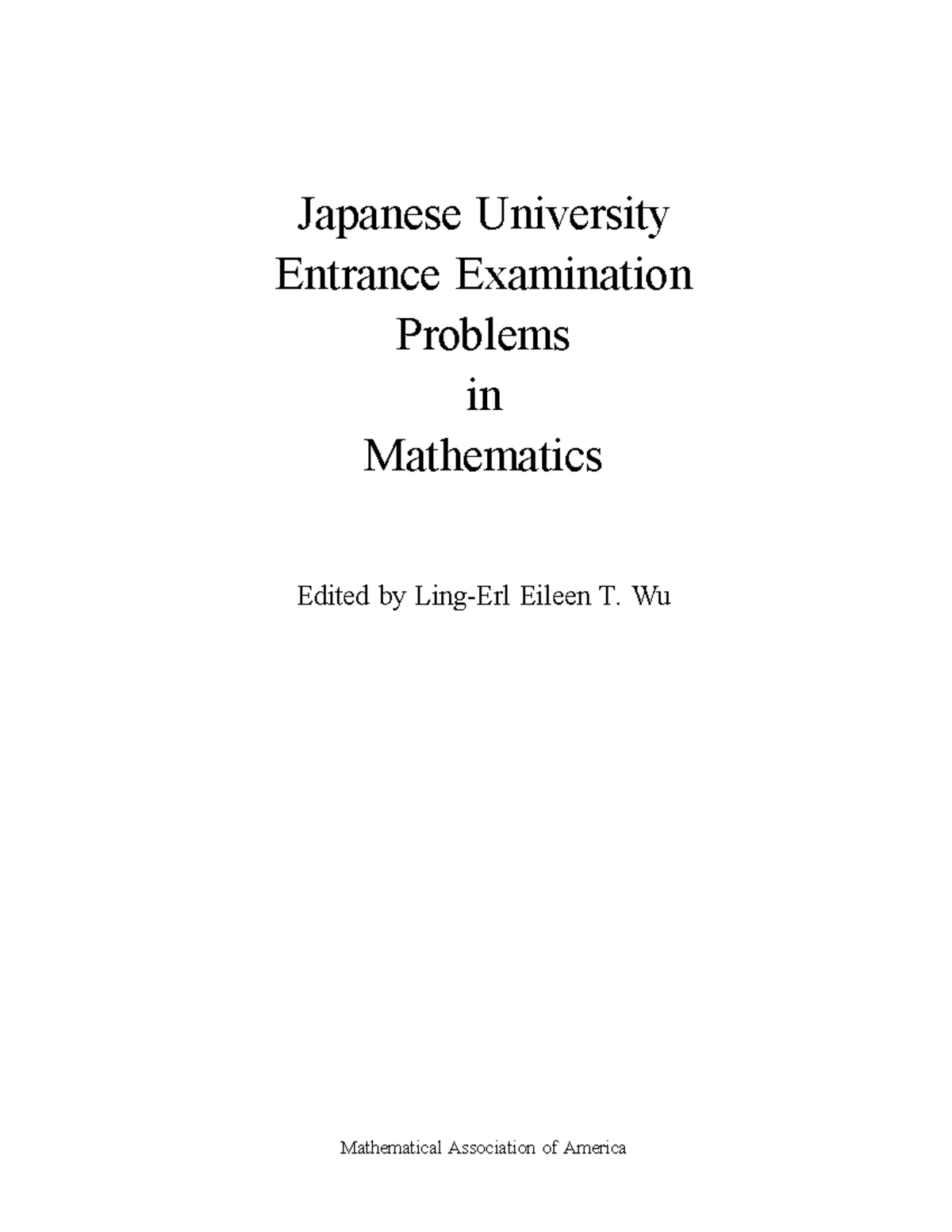 Mathematics English - Japanese University Entrance Examination Problems ...