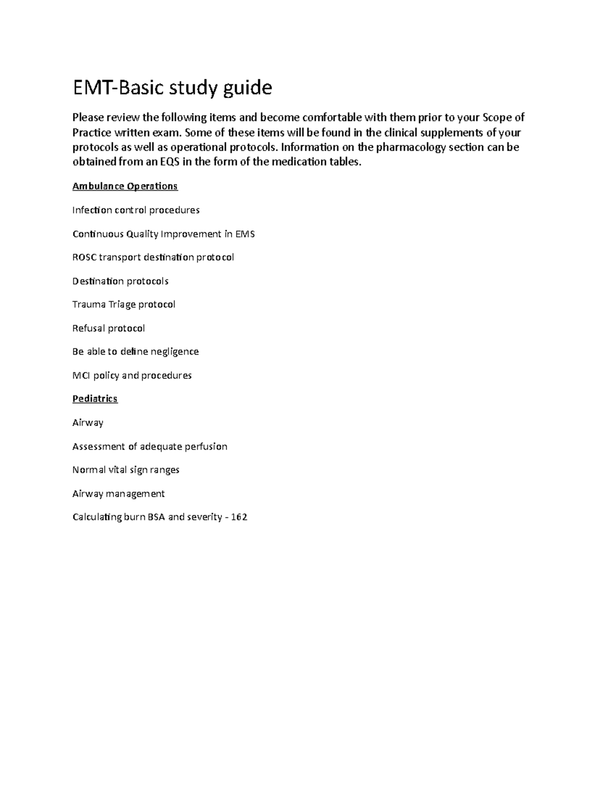 EMT study guide summaries for 2021 EMTBasic study guide Please