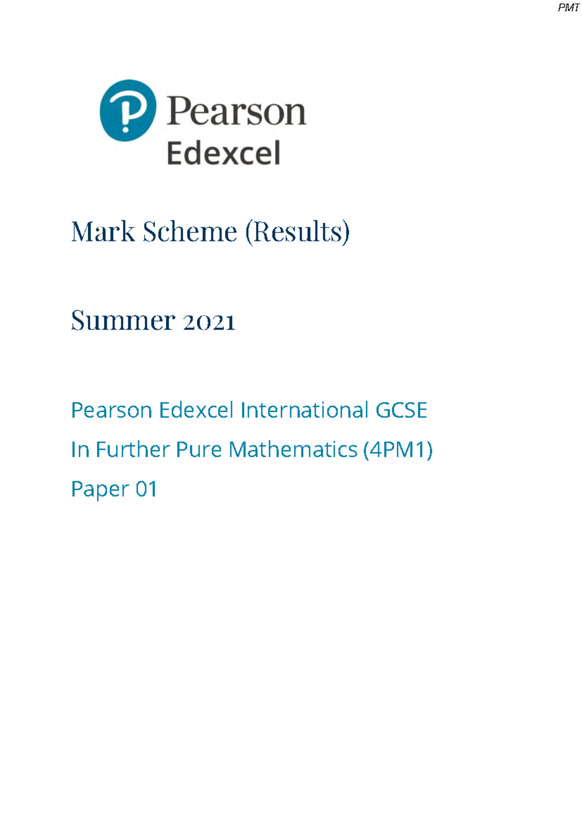 June 2021 MS - past paper - Mark Scheme (Results) Summer 2021 Pearson ...