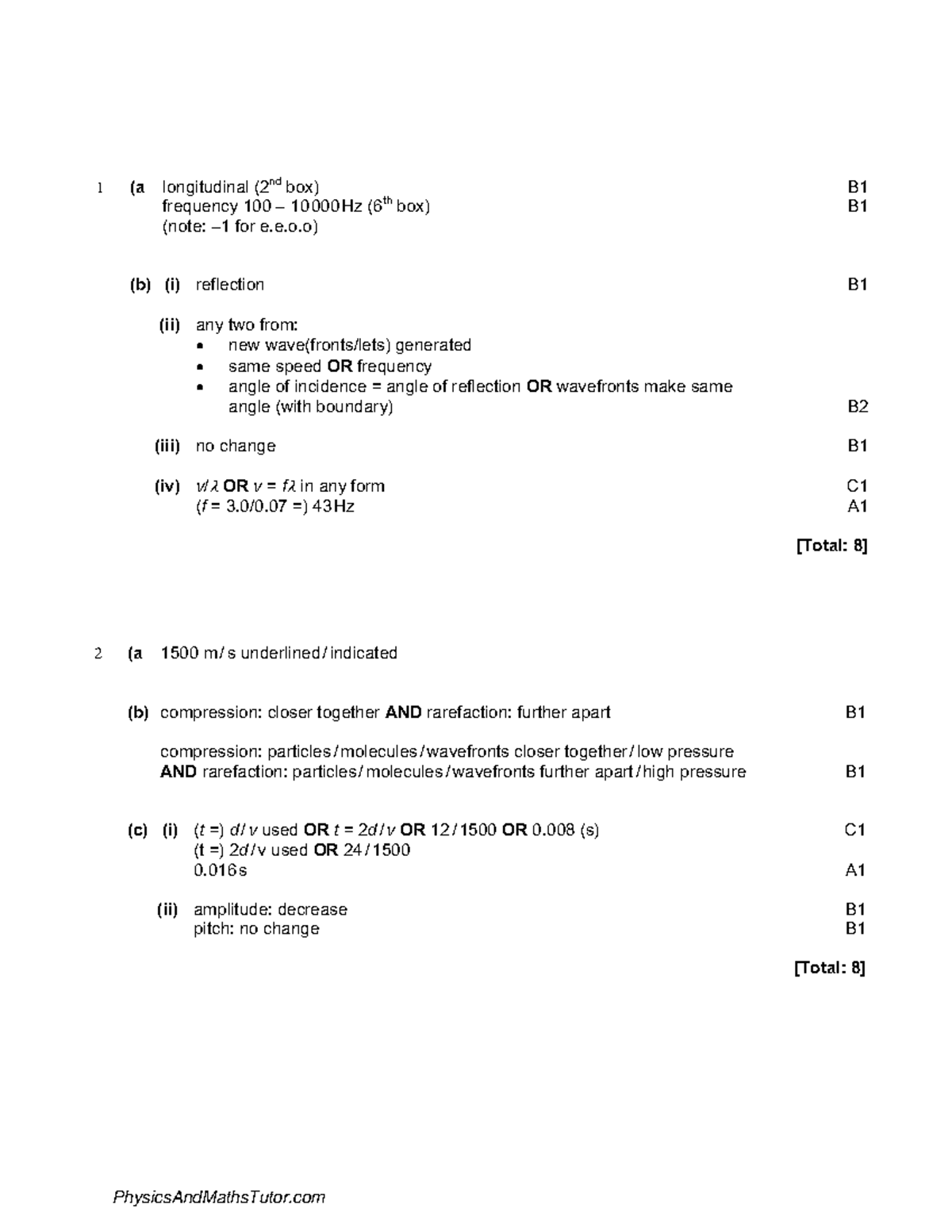 Sound 2 MS - Physics Revision For Homework And Test And Practice Exams ...