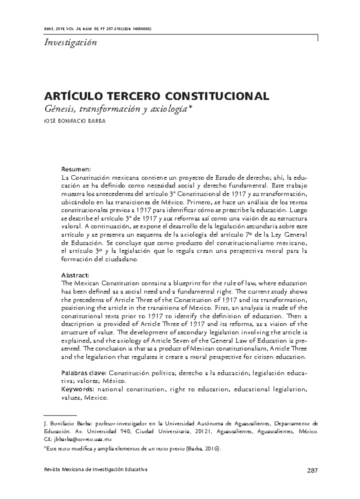 axiologia, análisis - Revista Mexicana de Investigación Educativa 287 ...