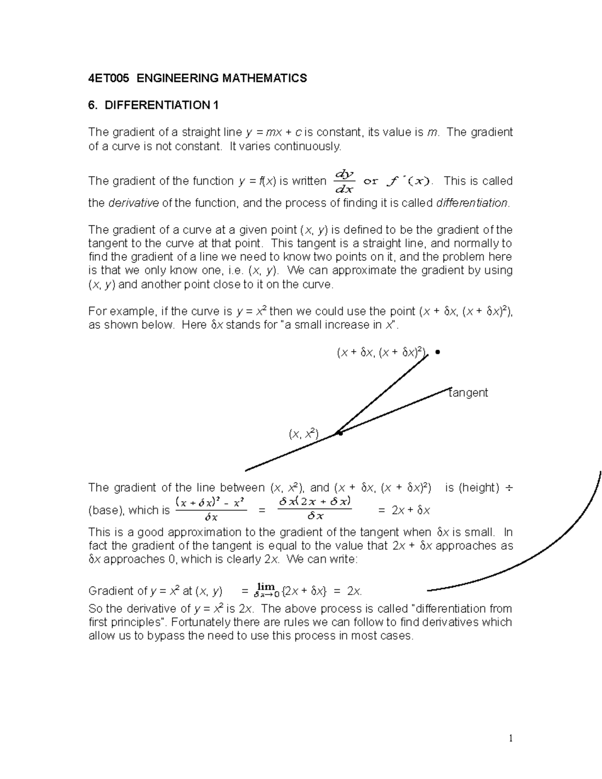 4ET005 lec6 Differentiation - 4ET005 ENGINEERING MATHEMATICS 6 ...