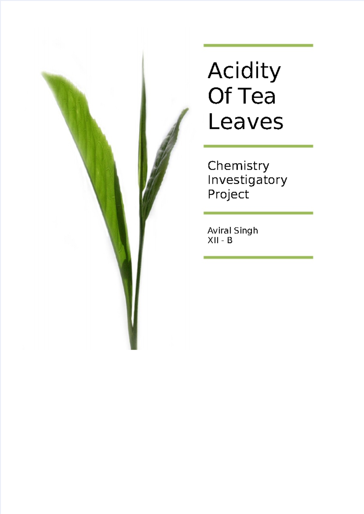 Study Acidity of Tea Acidity Of Tea Leaves Chemistry Investigatory