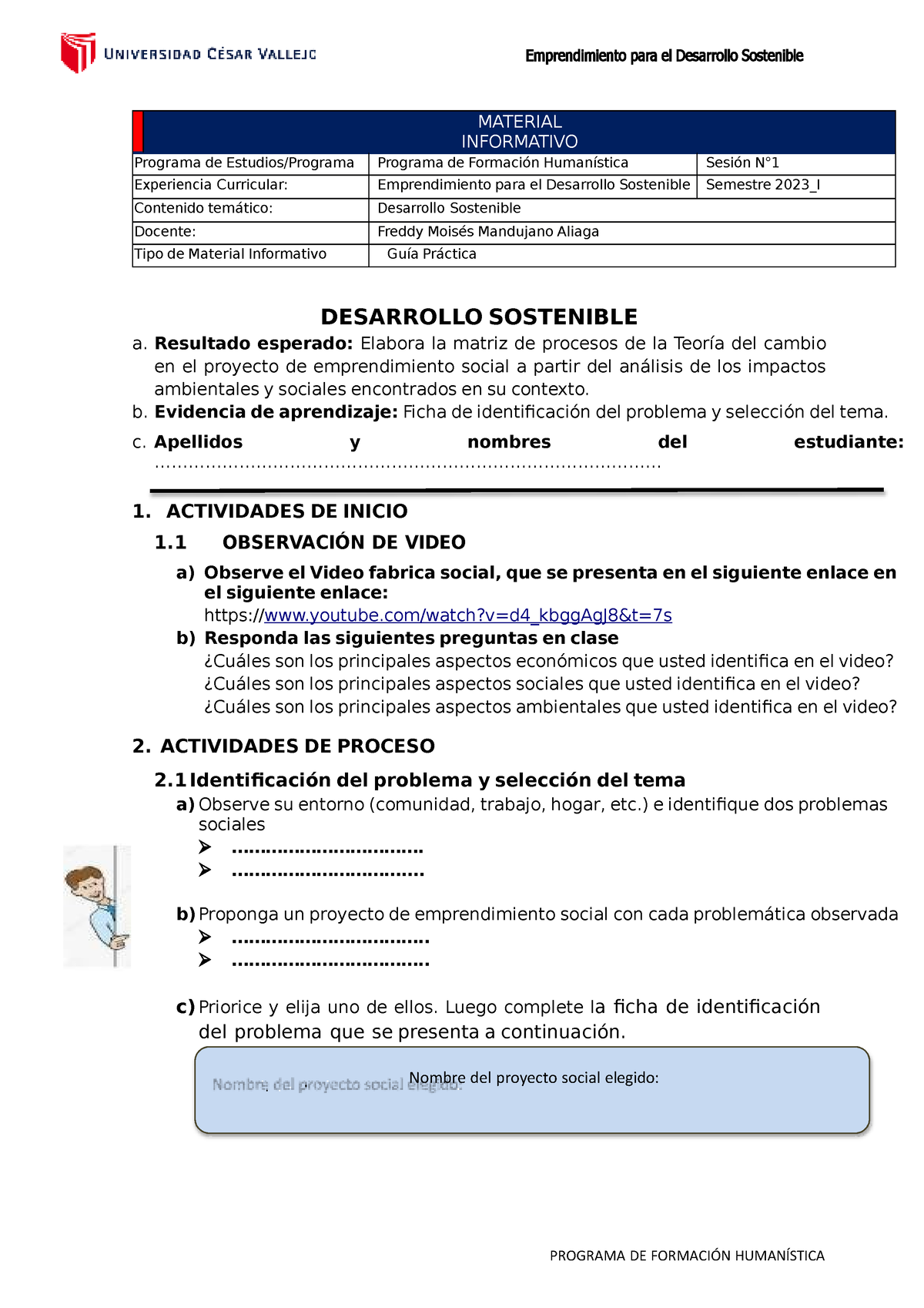 Desarrollo Sostenible - Resultado Esperado: Elabora La Matriz De ...